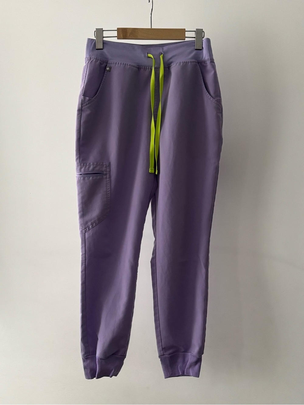 FIGS Zamora High-Waisted Joggers Lavender Lime Drawstring Small Petite